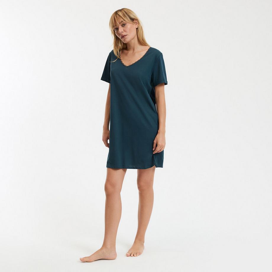 La Redoute Collections Nachthemd Kurzarm Spitze V Ausschnitt  