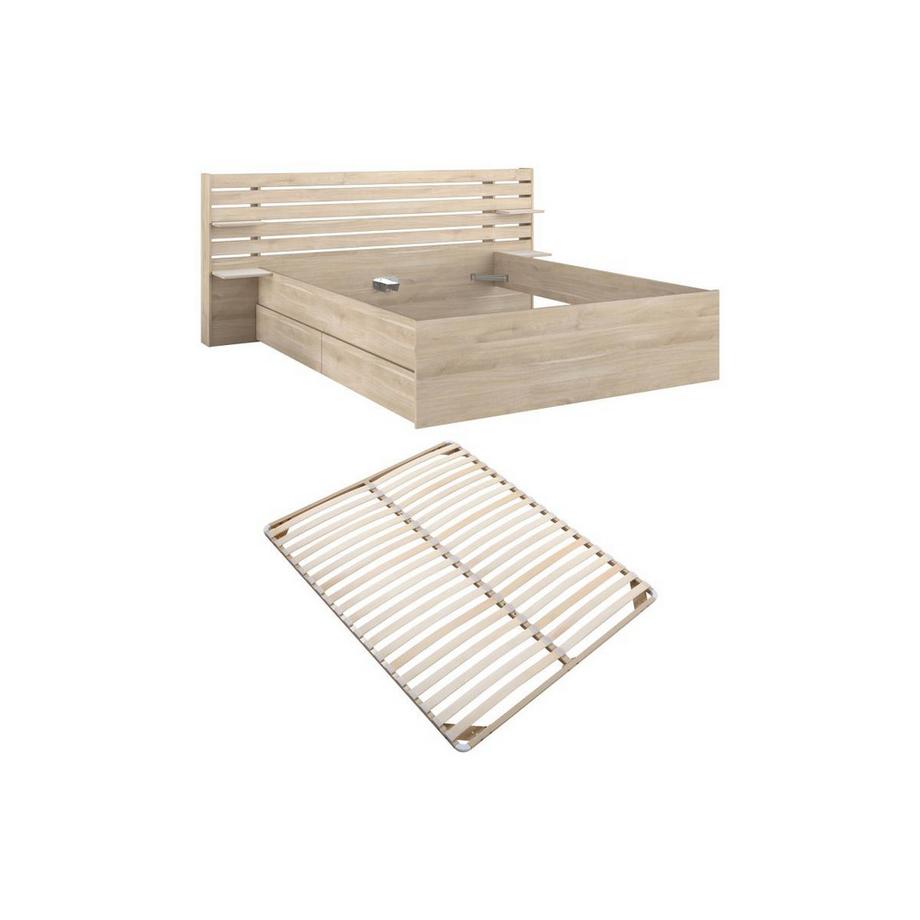 Vente-unique Letto 180 x 200 cm Con vani portaoggetti Naturale + Rete  - TENALIA  