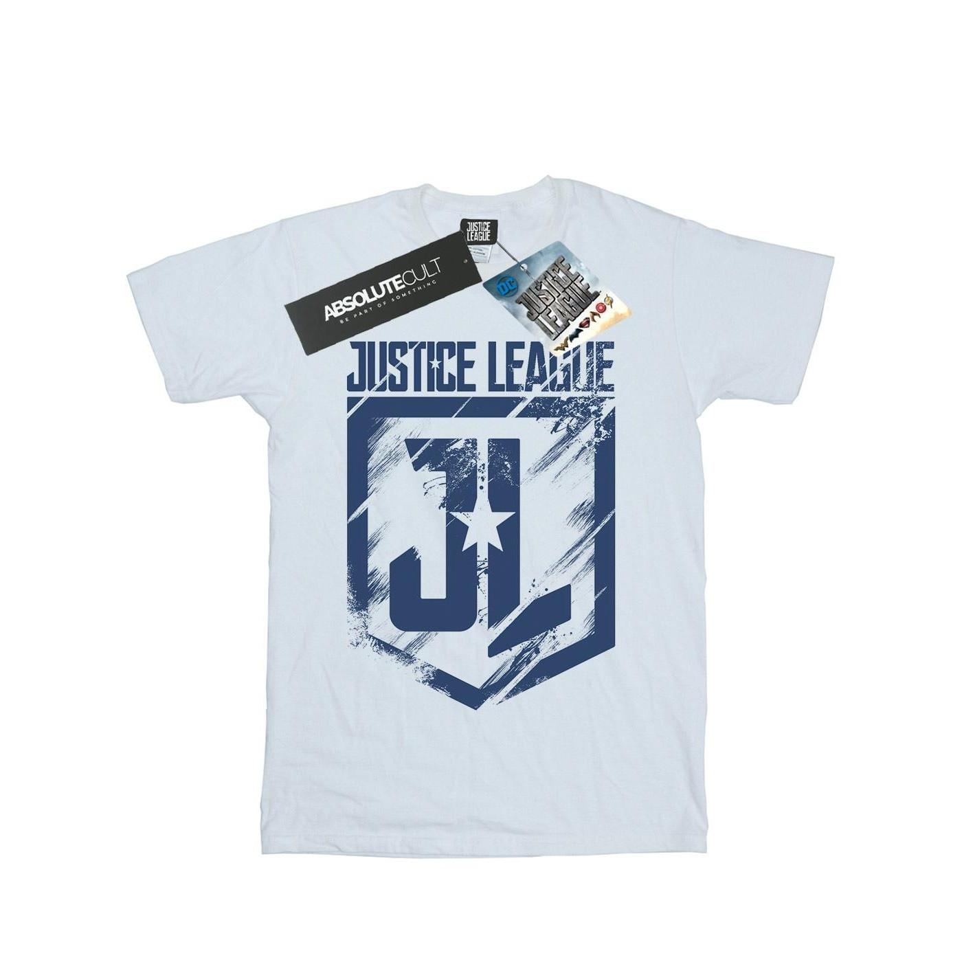Image of Justice League Movie Indigo Logo Tshirt Herren Weiss 3XL