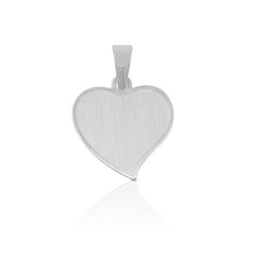 Pendentif plaque à  graver en forme de coeur en or blanc 750, 19x15mm