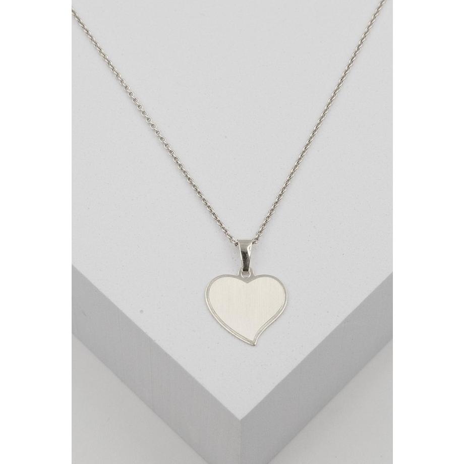MUAU Schmuck  Anhänger Gravurplatte herzförmig Weissgold 750, 19x15mm 