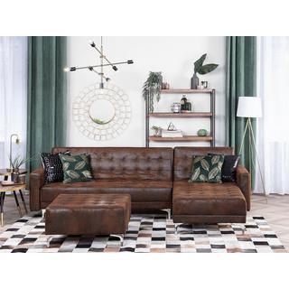 Beliani Ecksofa aus Kunstleder Retro ABERDEEN  