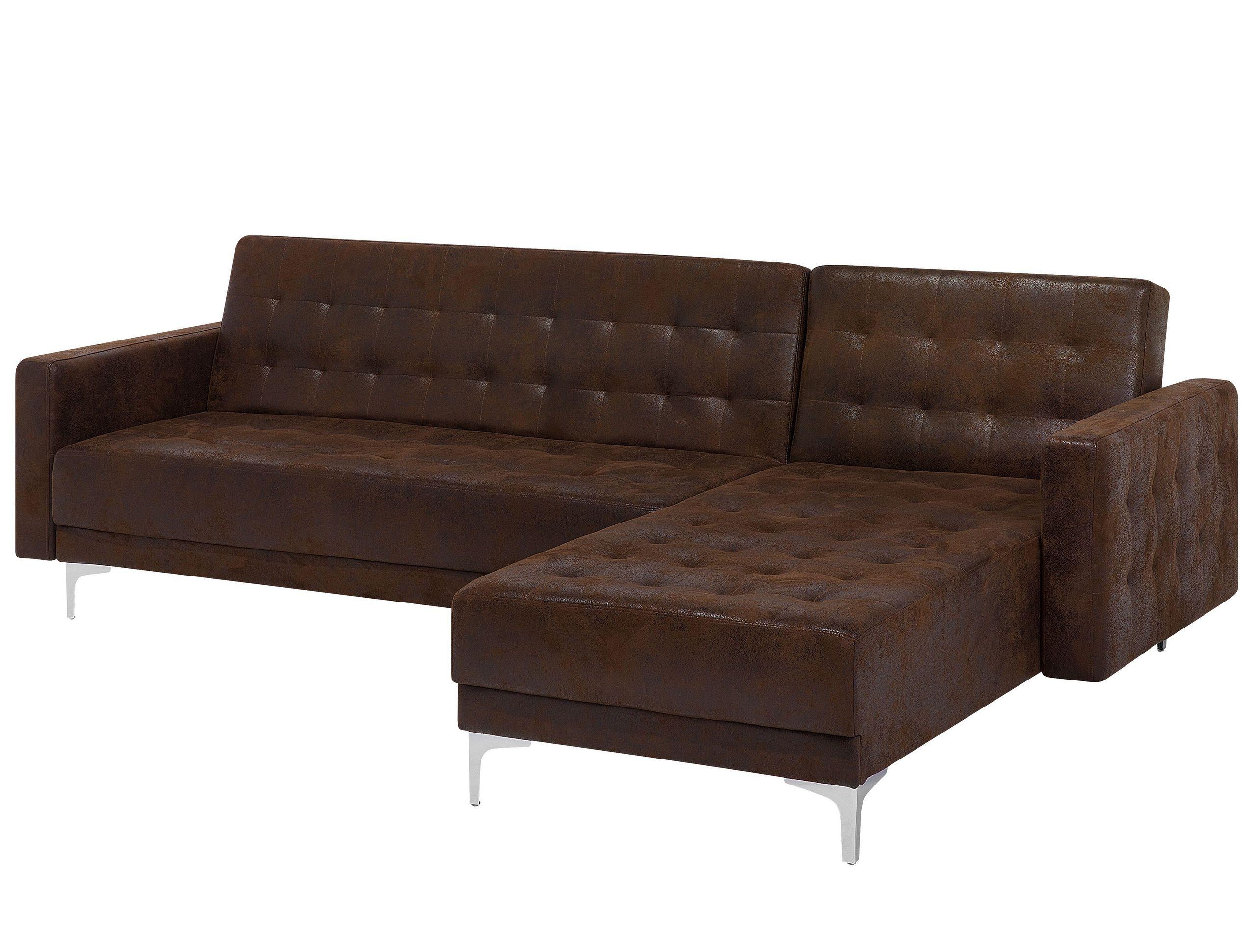 Beliani Ecksofa aus Kunstleder Retro ABERDEEN  