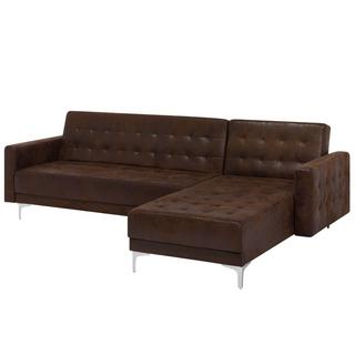 Beliani Ecksofa aus Kunstleder Retro ABERDEEN  