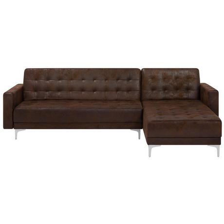 Beliani Ecksofa aus Kunstleder Retro ABERDEEN  