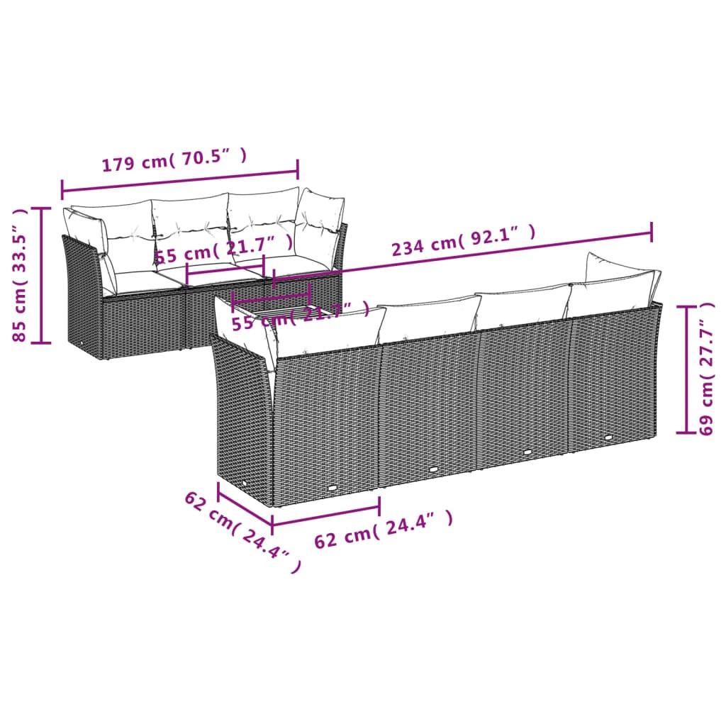 VidaXL Ensemble de canapés de jardin rotin synthétique  