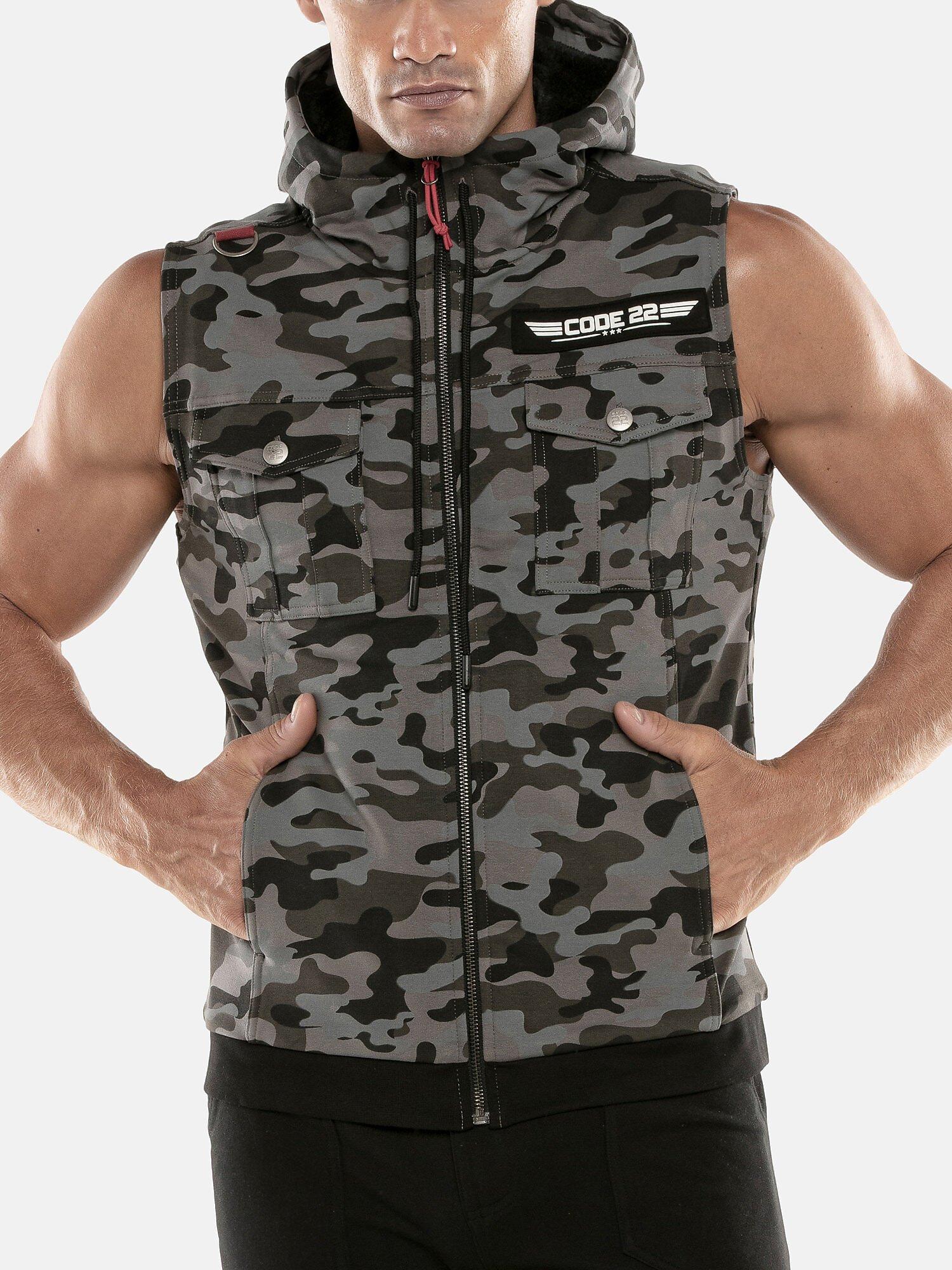 Image of Ärmellose Kapuzenjacke Cargo Herren Grau L