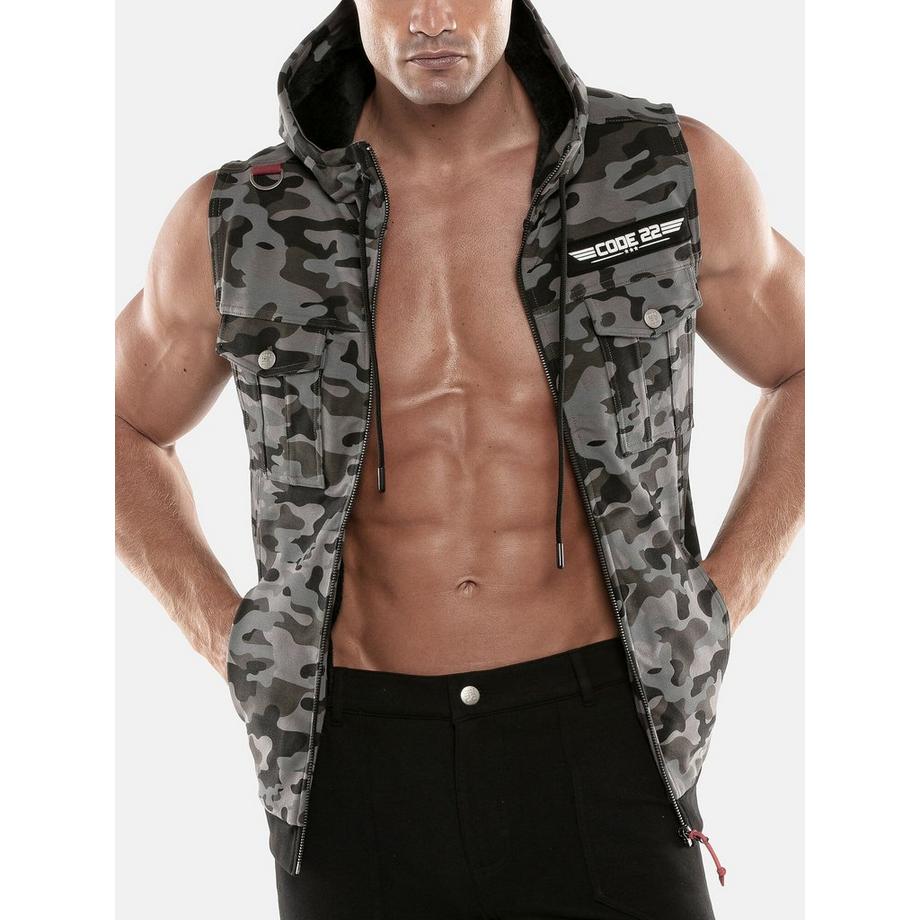 Code22  Ärmellose Kapuzenjacke Cargo 