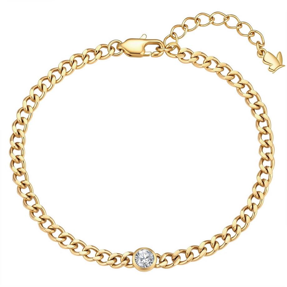 Armband Geburtsstein April Edelstahl verziert mit Kristallen von Swarovski