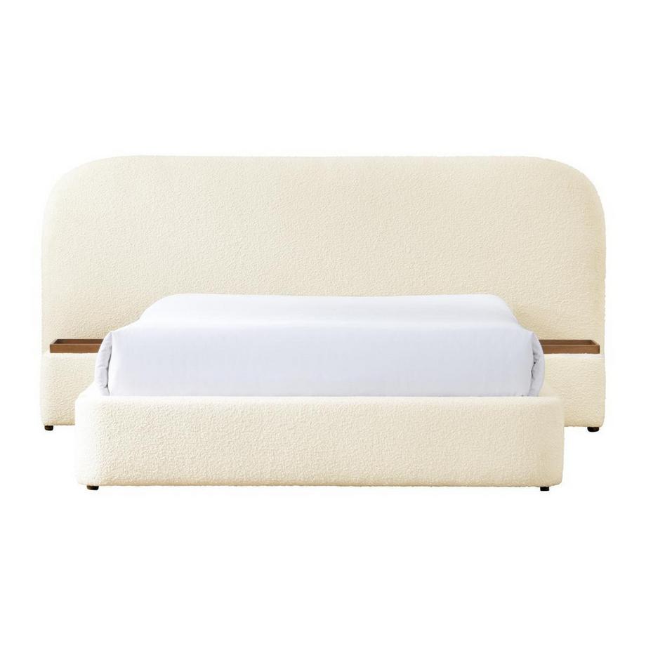 Maison Céphy Bett mit Bettkasten mit Nachttischen + Matratze - 180 x 200 cm - Bouclé-Stoff - Weiß - ESTERIA von Maison Céphy  