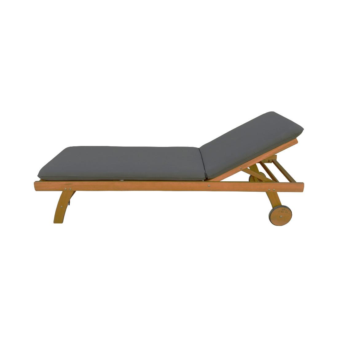 Contini Bain de soleil avec coussin anthracite Eucalyptus  