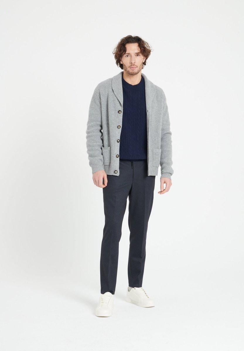 Studio Cashmere8  ZACH 4 Cardigan con collo a scialle a coste in 4 direzioni - 100% cashmere 