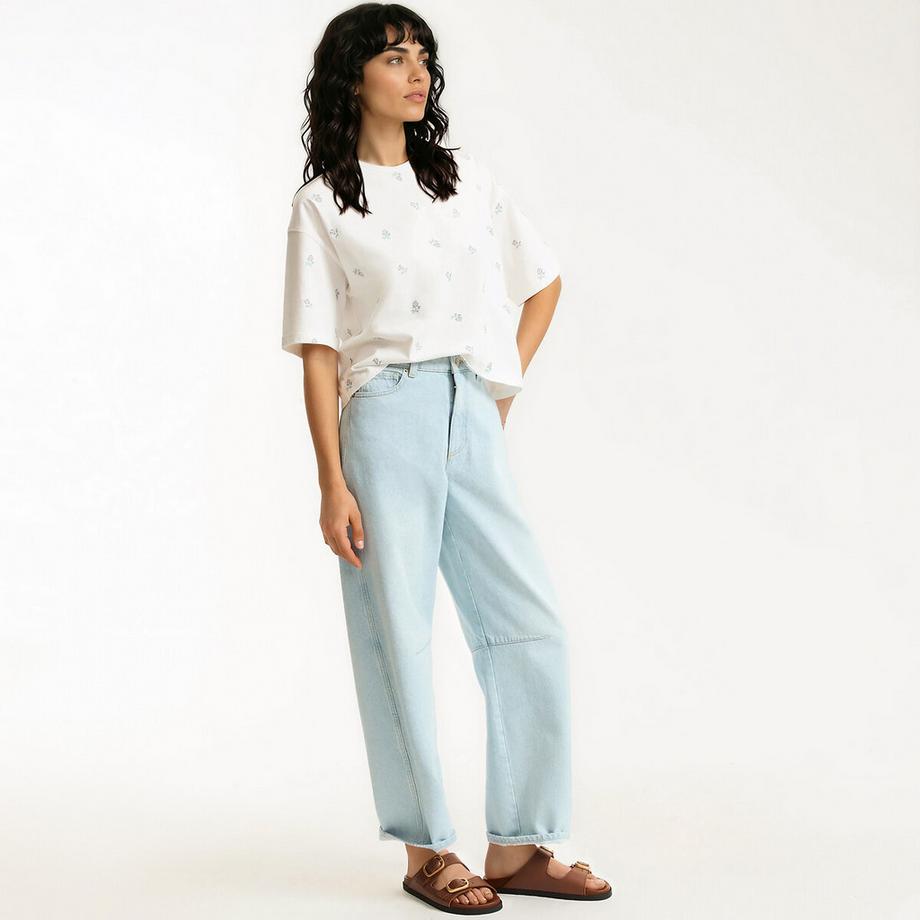 La Redoute Collections T-shirt girocollo maniche corte con ricamo floreale  