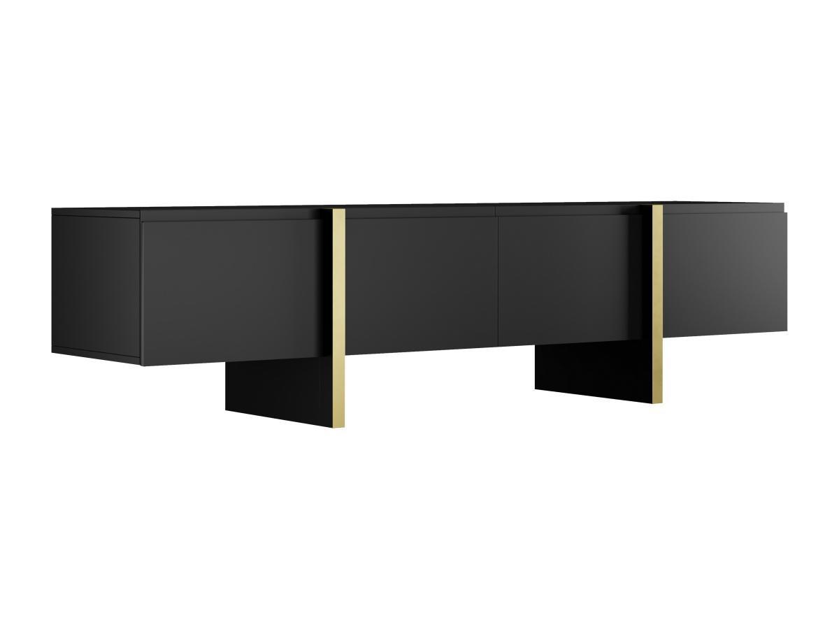 Image of Tv-möbel Mit 4 Türen - Mdf- Schwarz & Goldfarben - Luvonia Unisex Schwarz ONE SIZE