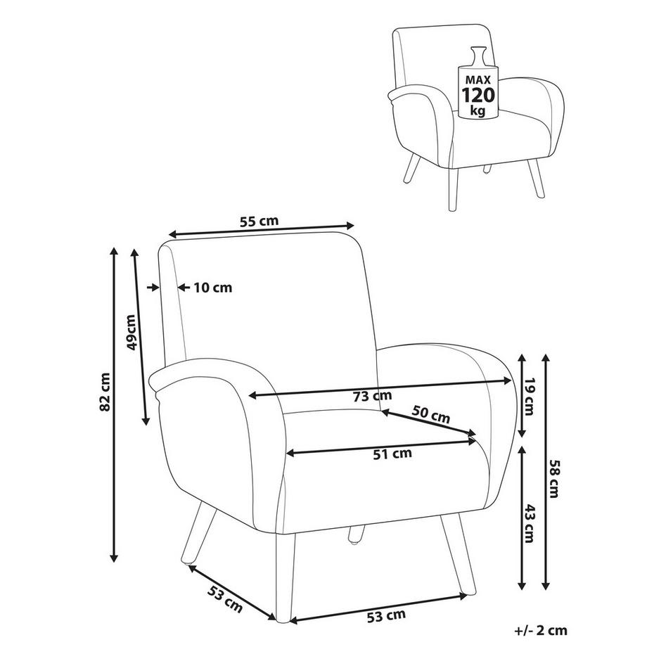 Beliani Sessel aus Stoff Modern PLASSEN  