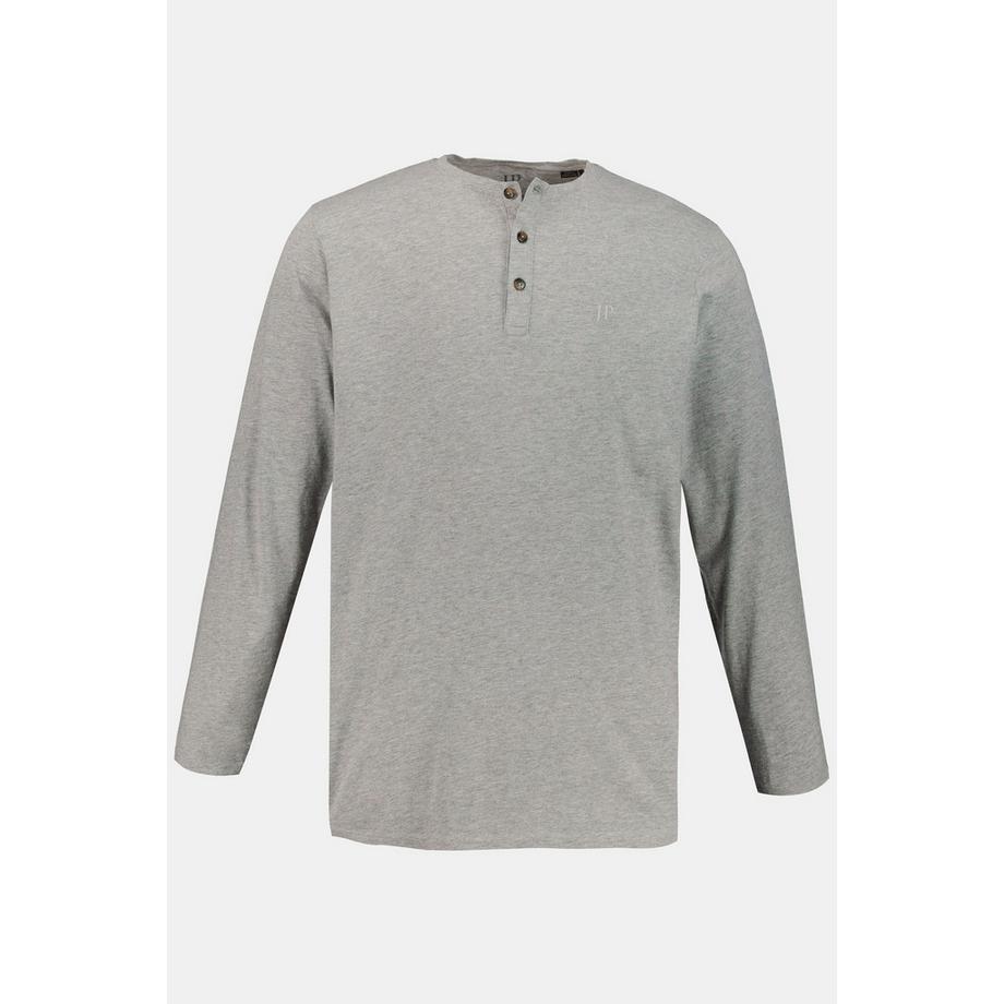 JP1880 Basic Langarm Henley Shirt mit Knopfleiste  
