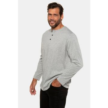 Henley, Basic, Shirt, Langarm, Knopfleiste, bis 8XL