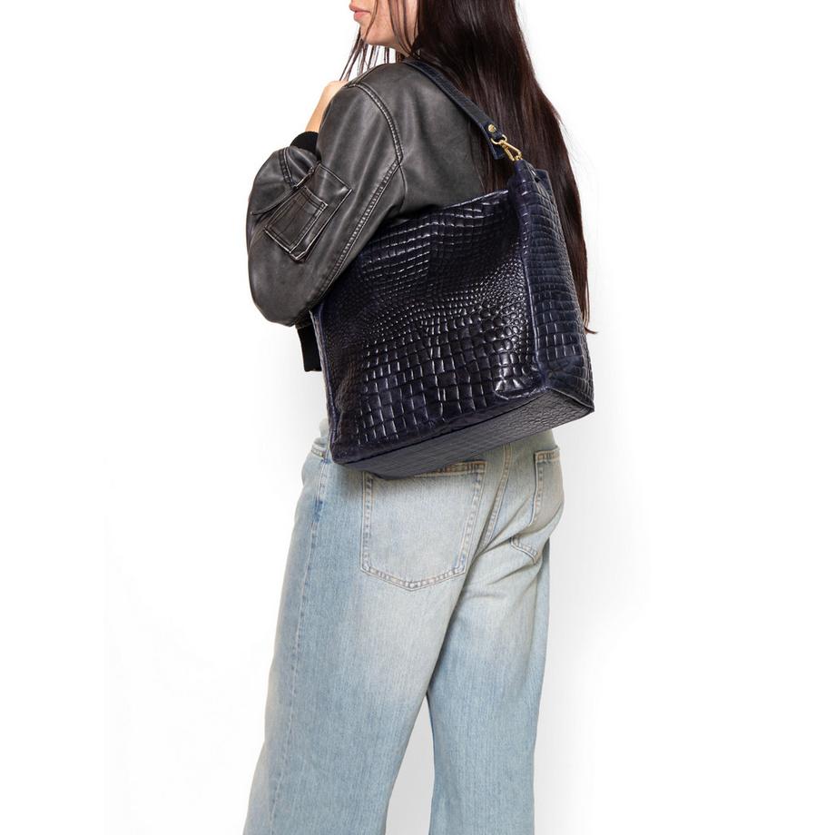 Gave Lux Schultertasche Krokodilgeprägtes Leder  