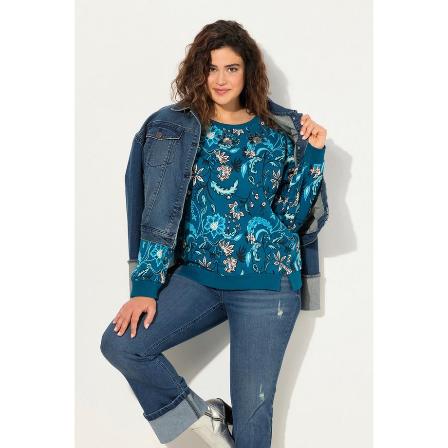 Ulla Popken Felpa Oversize Stampa All-Over Paillettes  