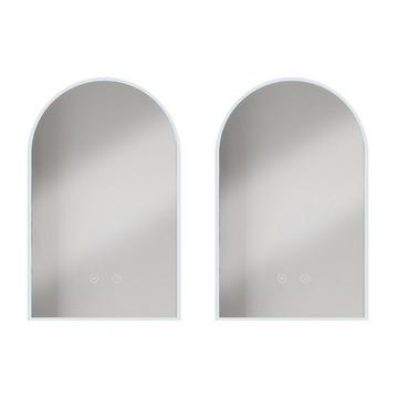 Lot de 2 miroirs de salle de bain en arche anti buée avec leds - L50 x H80 cm - ARCADI