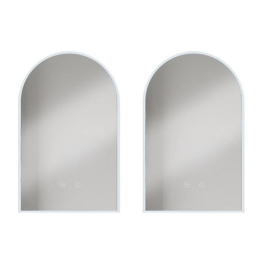 Vente-unique Lot de 2 miroirs de salle de bain en arche anti buée avec leds - L50 x H80 cm - ARCADI  