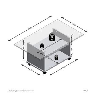 Calicosy Table Basse sur Roulettes avec 2 Étagères - Azur  