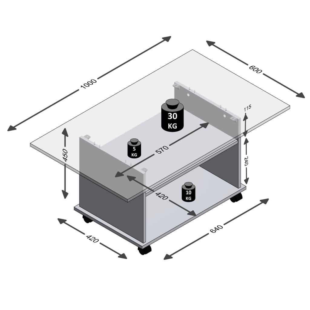 Calicosy Table Basse sur Roulettes avec 2 Étagères - Azur  