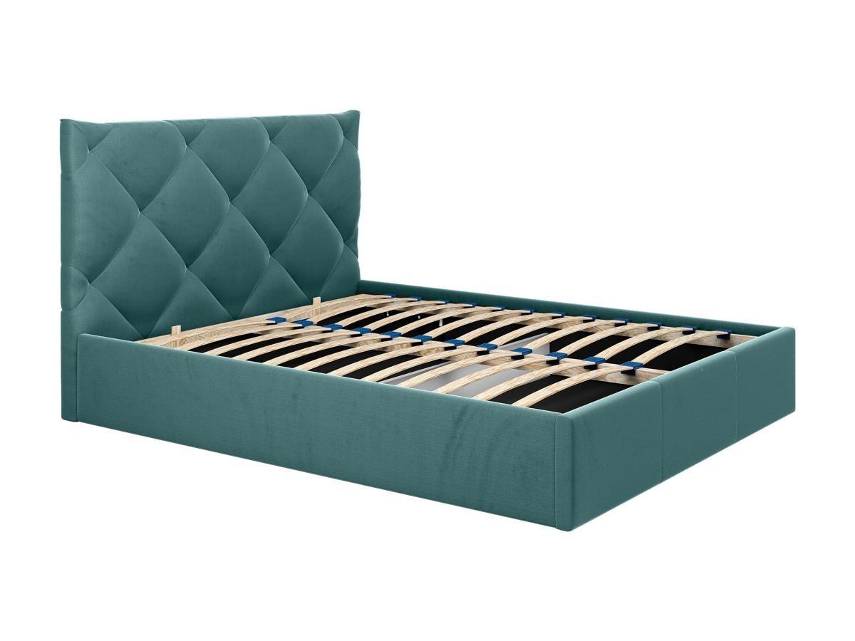 Image of Bett mit Bettkasten - 140 x 190 cm - Samt - Blau - STARI von Pascal Morabito von Pascal Morabito Bett mit Bettkasten - 140 x 190 cm - Samt - Blau - STARI von Pascal Morabito von Pascal Morabito