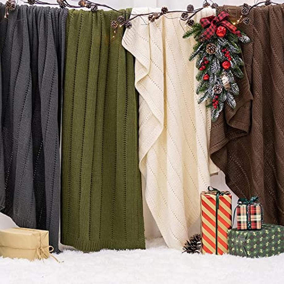 Alopini Couverture tricotée douce et chaude en tricot grossier  