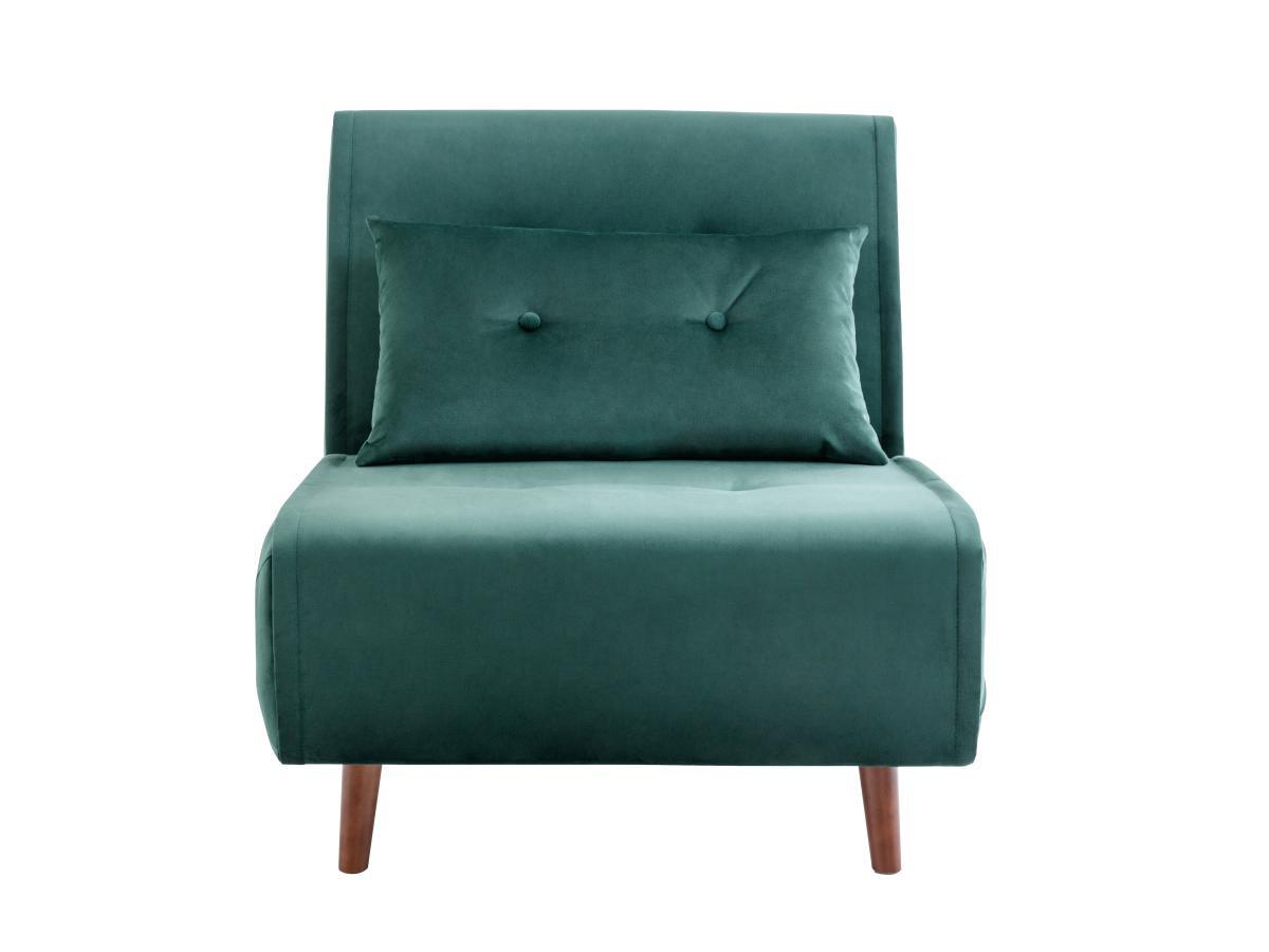 Vente-unique Fauteuil convertible en velours vert sapin URIBIA  