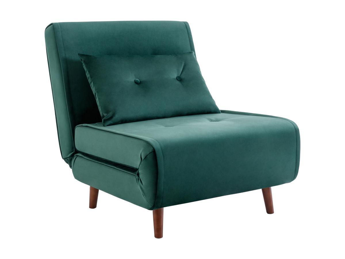 Vente-unique Fauteuil convertible en velours vert sapin URIBIA  