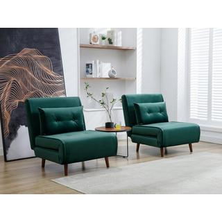 Vente-unique Fauteuil convertible en velours vert sapin URIBIA  