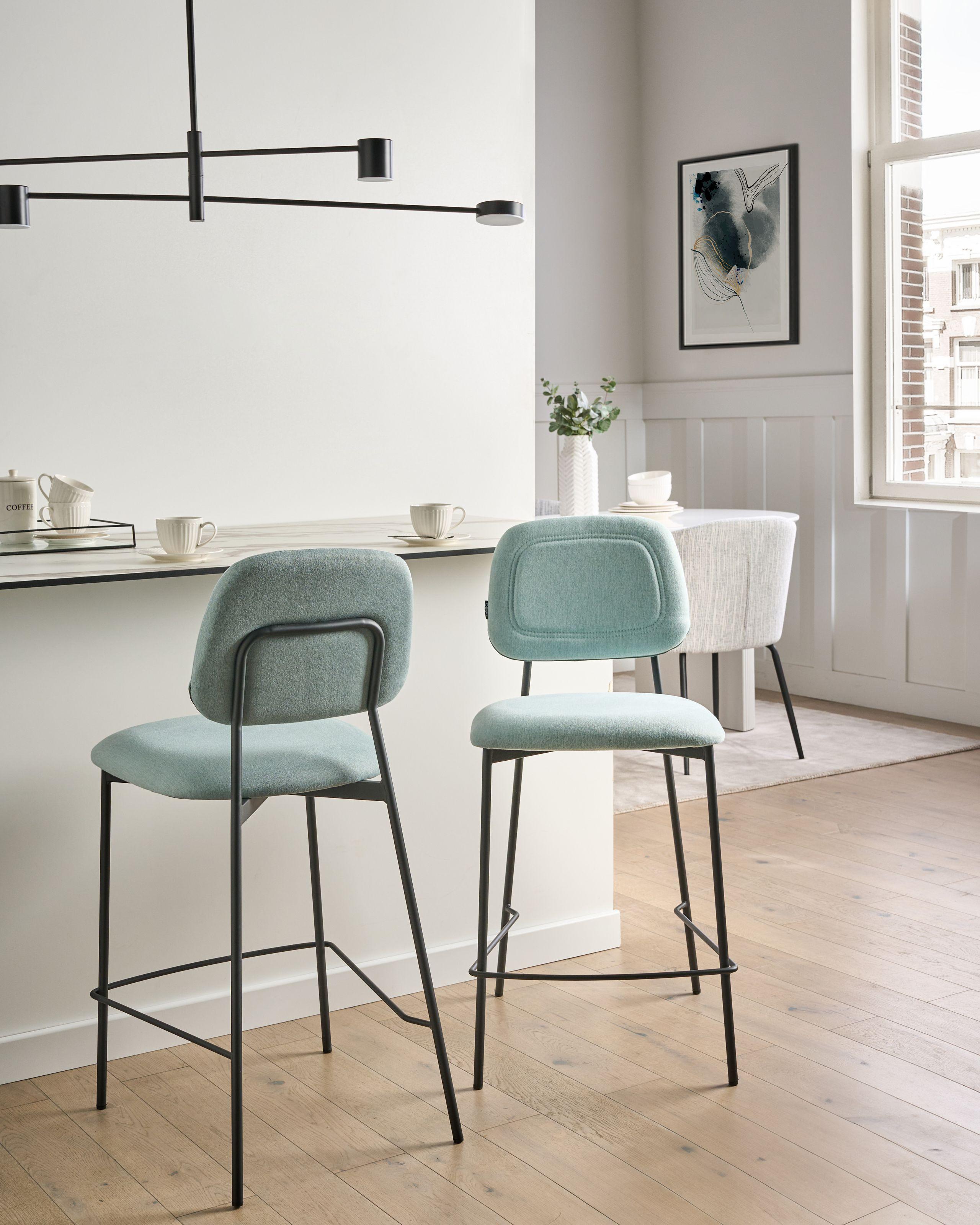 Beliani Set di 2 sedie alte en Velluto Moderno DUETTE  