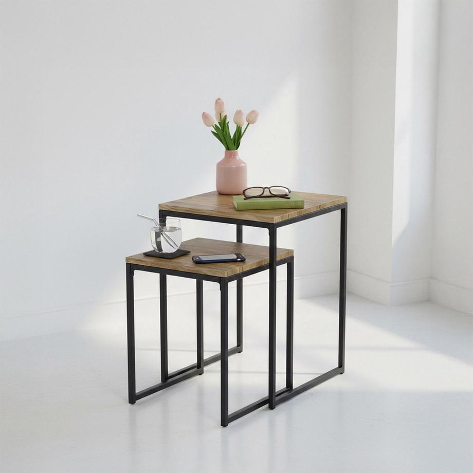 B2X 2er-Set Couchtische in Holzoptik  