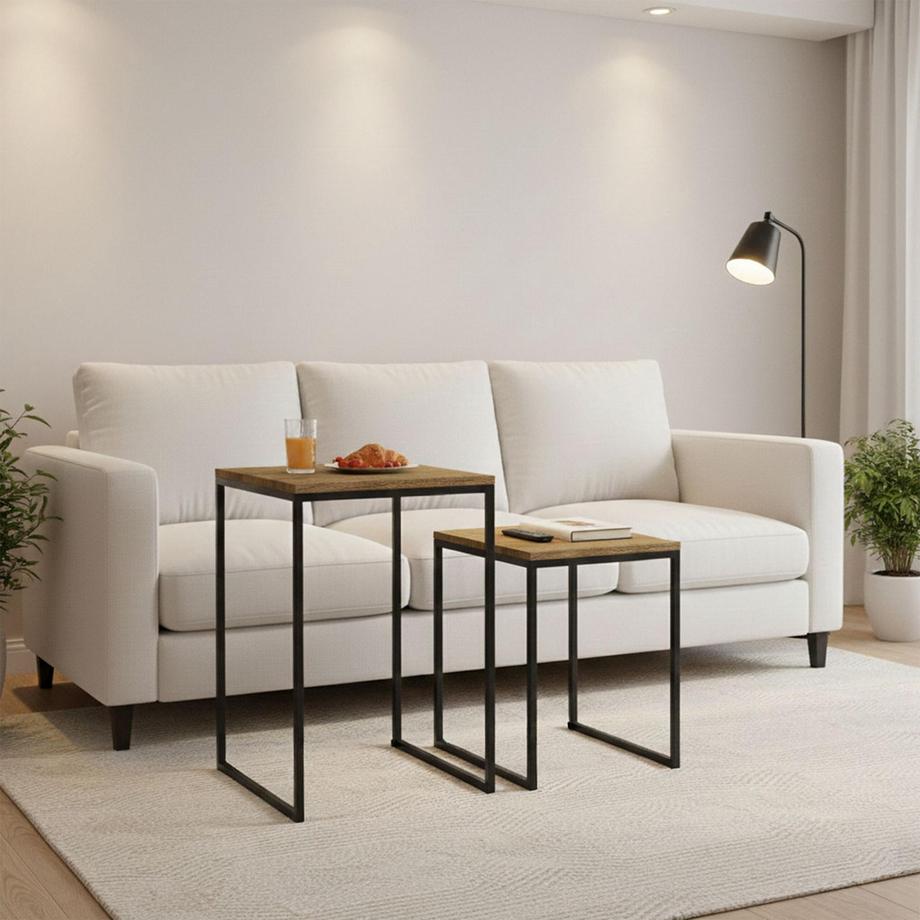 2er-Set Couchtische in Holzoptik