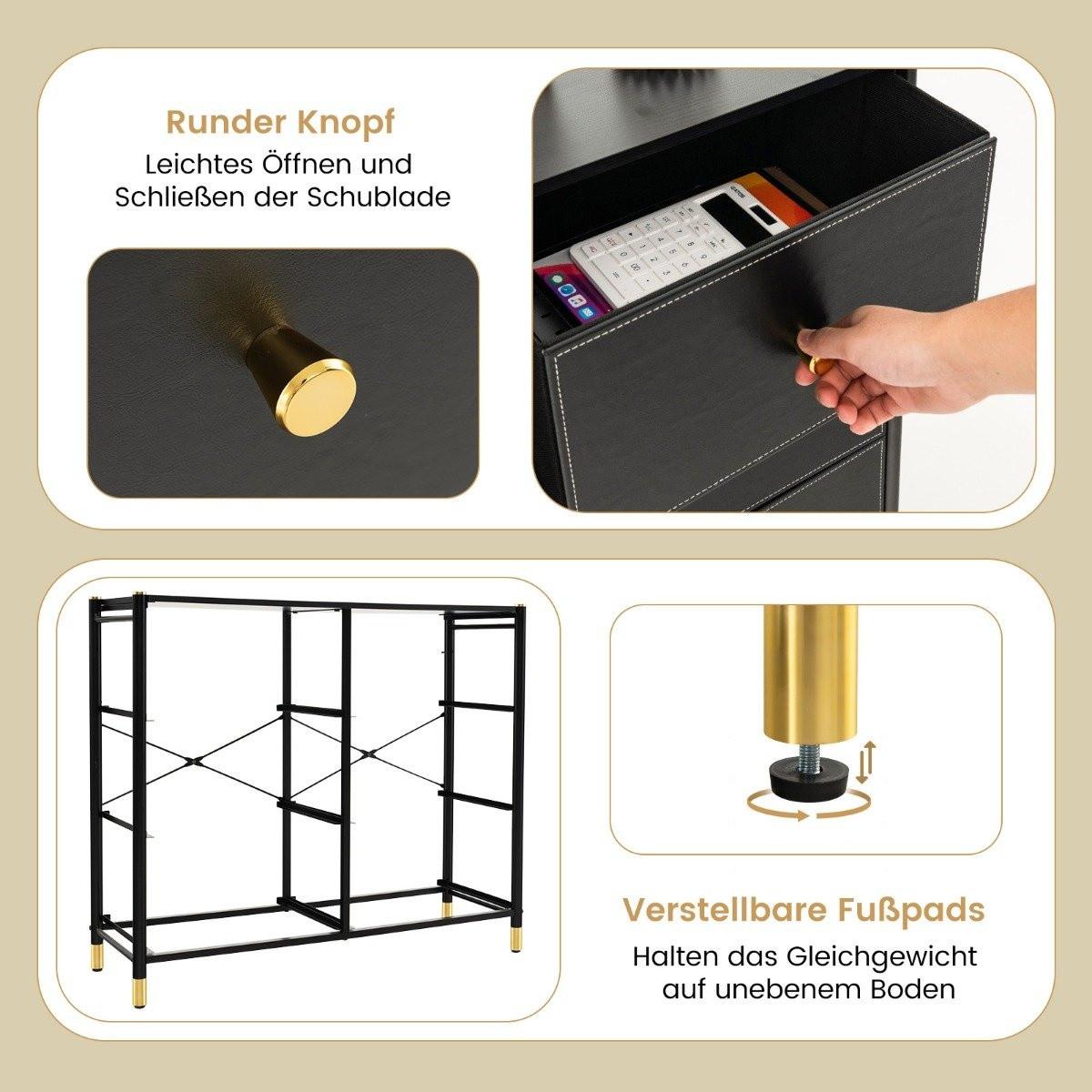 B2X Cassettiera per camera da letto con 6 cassetti cassettiera alta in tessuto con struttura in metallo 89 x 30 x 76,5 cm nero  