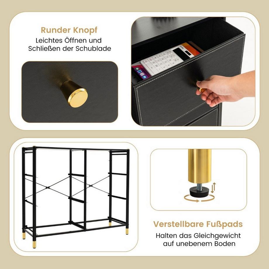 B2X Cassettiera per camera da letto con 6 cassetti cassettiera alta in tessuto con struttura in metallo 89 x 30 x 76,5 cm nero  