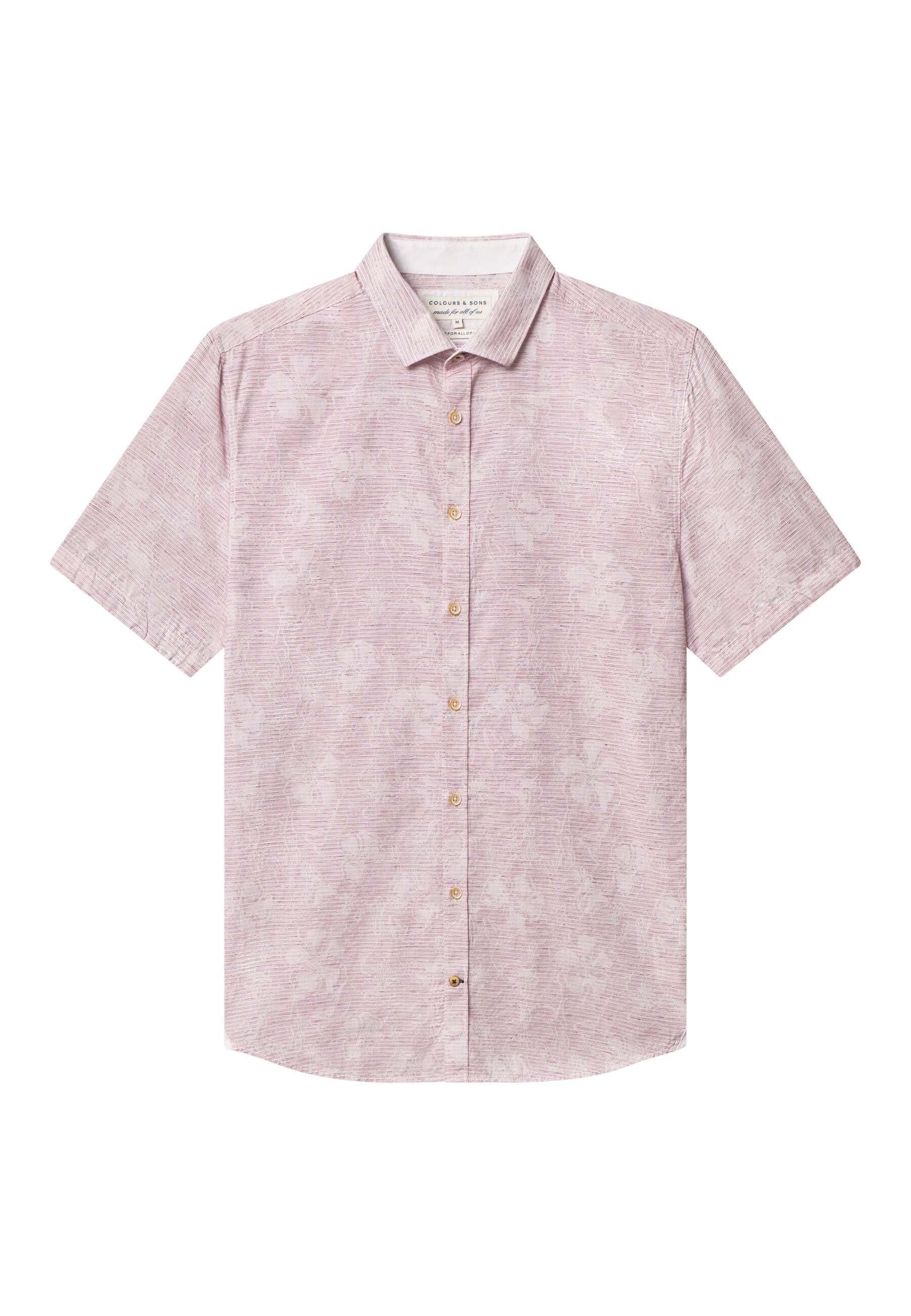 Colours & Sons Camicia Jacquard Fiori Maniche Corte  