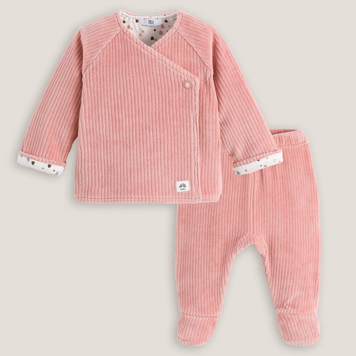 Image of Set Aus Wickeljacke Und Hose Mit Fuss Unisex Rosa 0-3M