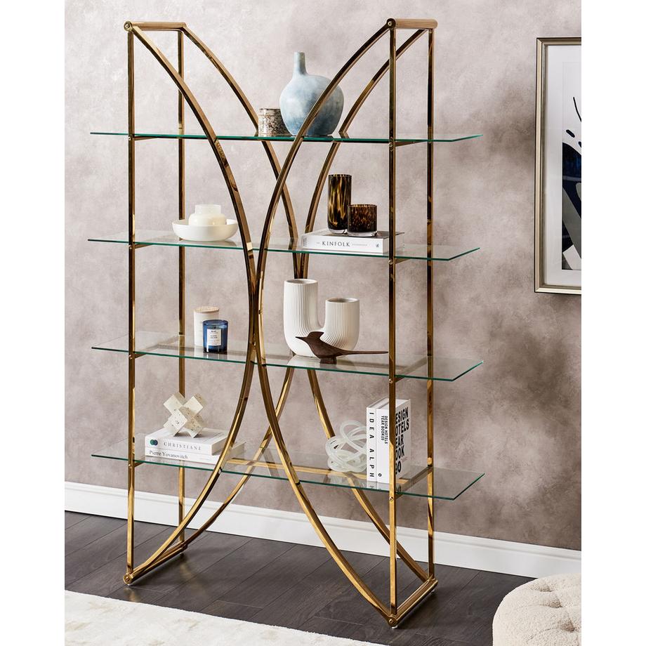 Beliani Regal mit 4 Ebenen aus Edelstahl Glamourös HOLLOW  