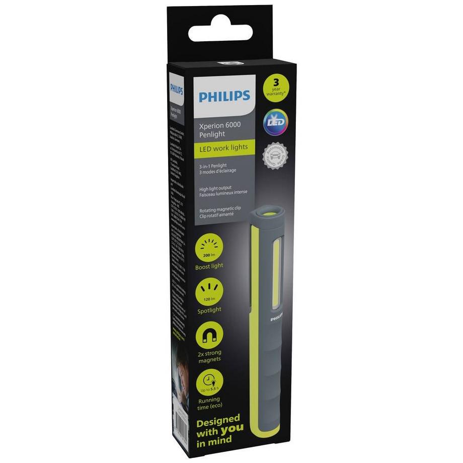 Philips Automotive  Lampe stylo rechargeable Philips avec champ lumineux (200 lm) et spot LED supplémentaire (120 lm) 