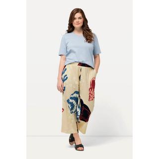 Ulla Popken  Jupe-culotte en jersey avec motif marin, jambe large et taille élastique. Coton bio 