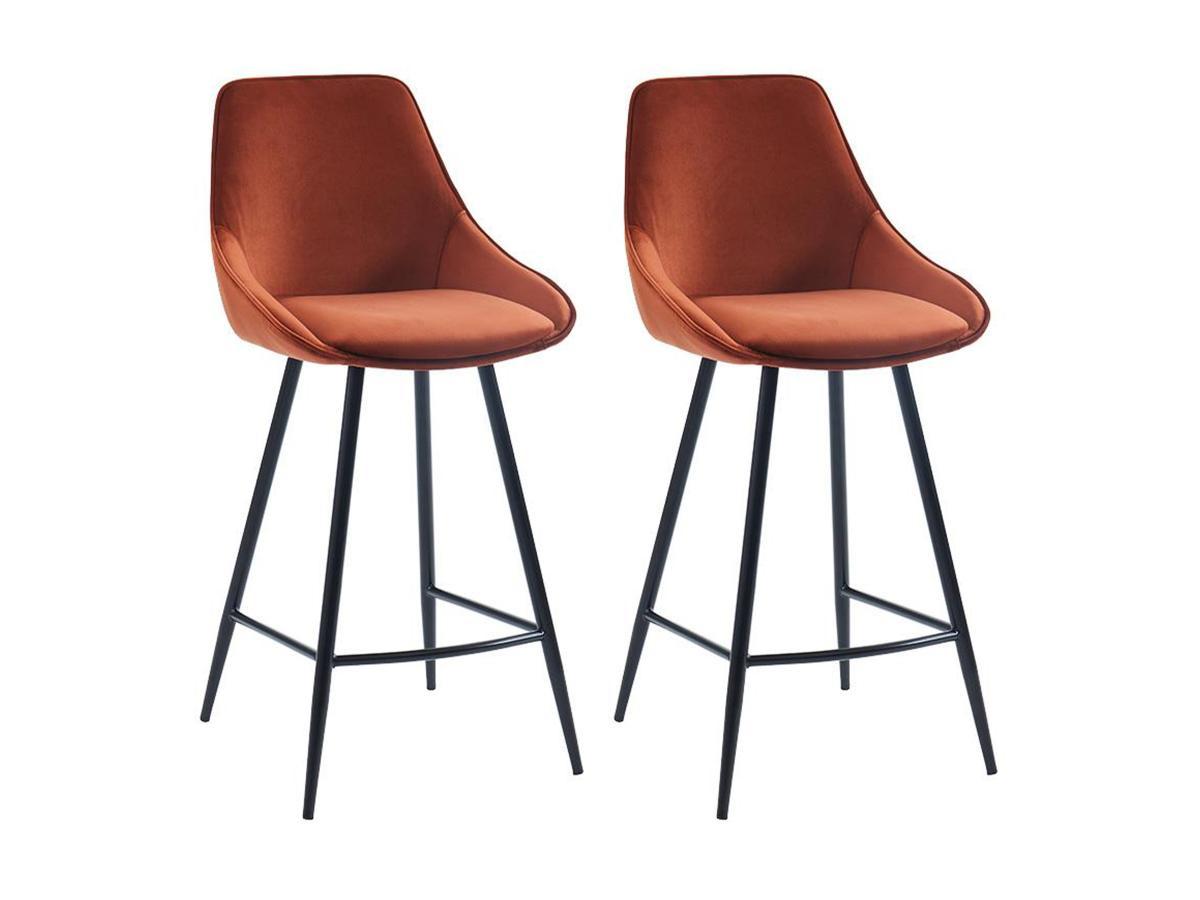 Vente-unique Lot de 2 tabourets de bar Velours Terracotta MASURIE  