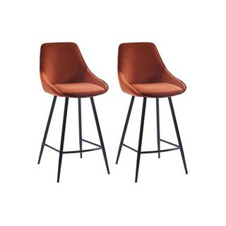 Vente-unique Lot de 2 tabourets de bar Velours Terracotta MASURIE  