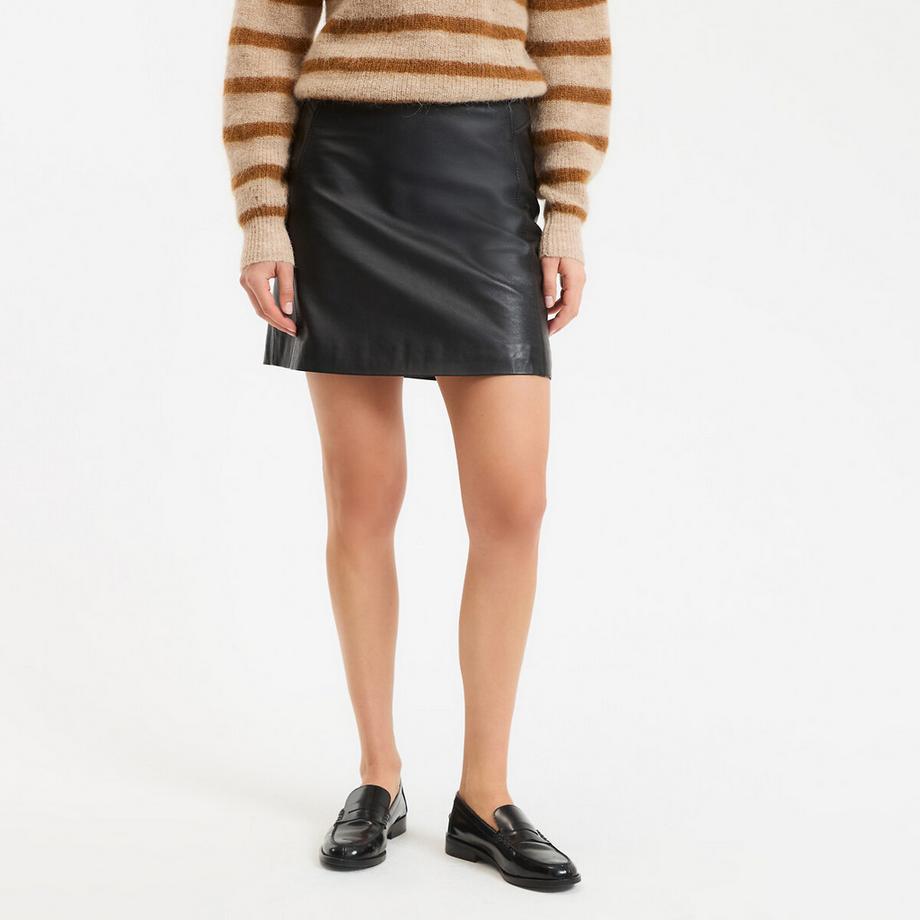 La Redoute Collections Minigonna Dritta in Pelle di Montone  