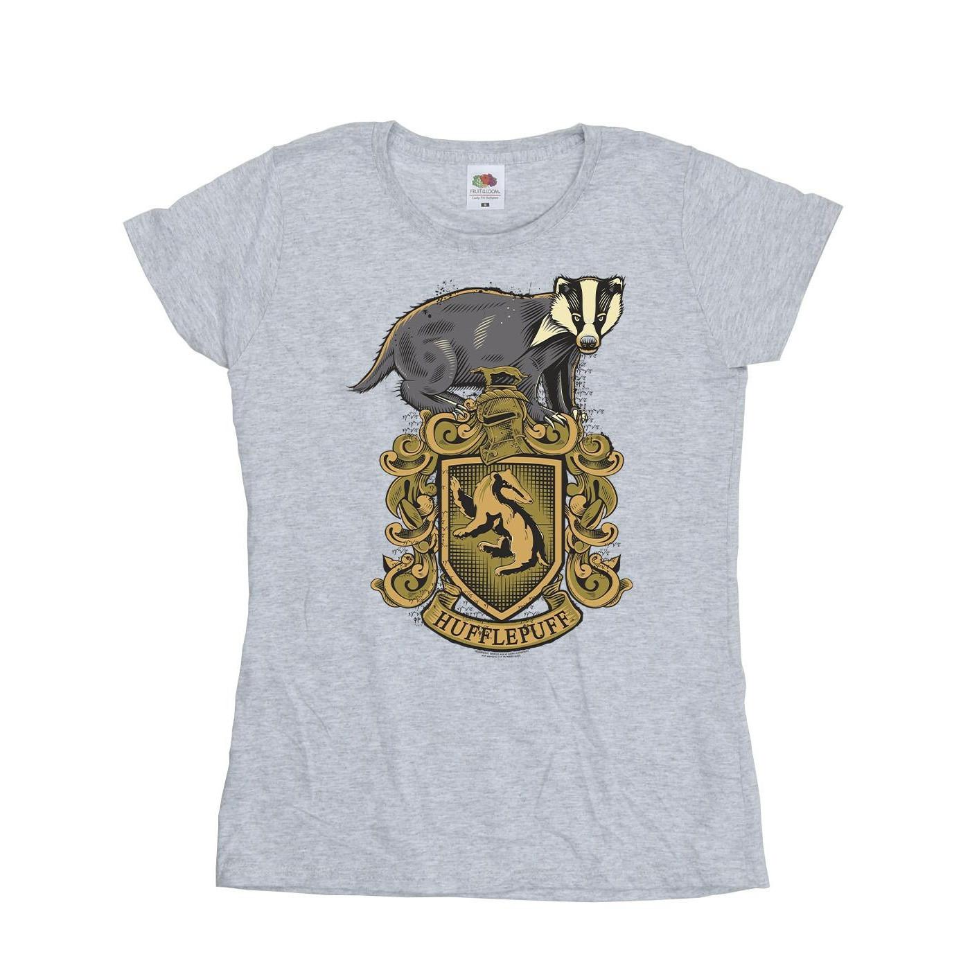 Image of Hufflepuff Sketch Crest Tshirt Damen Grau S