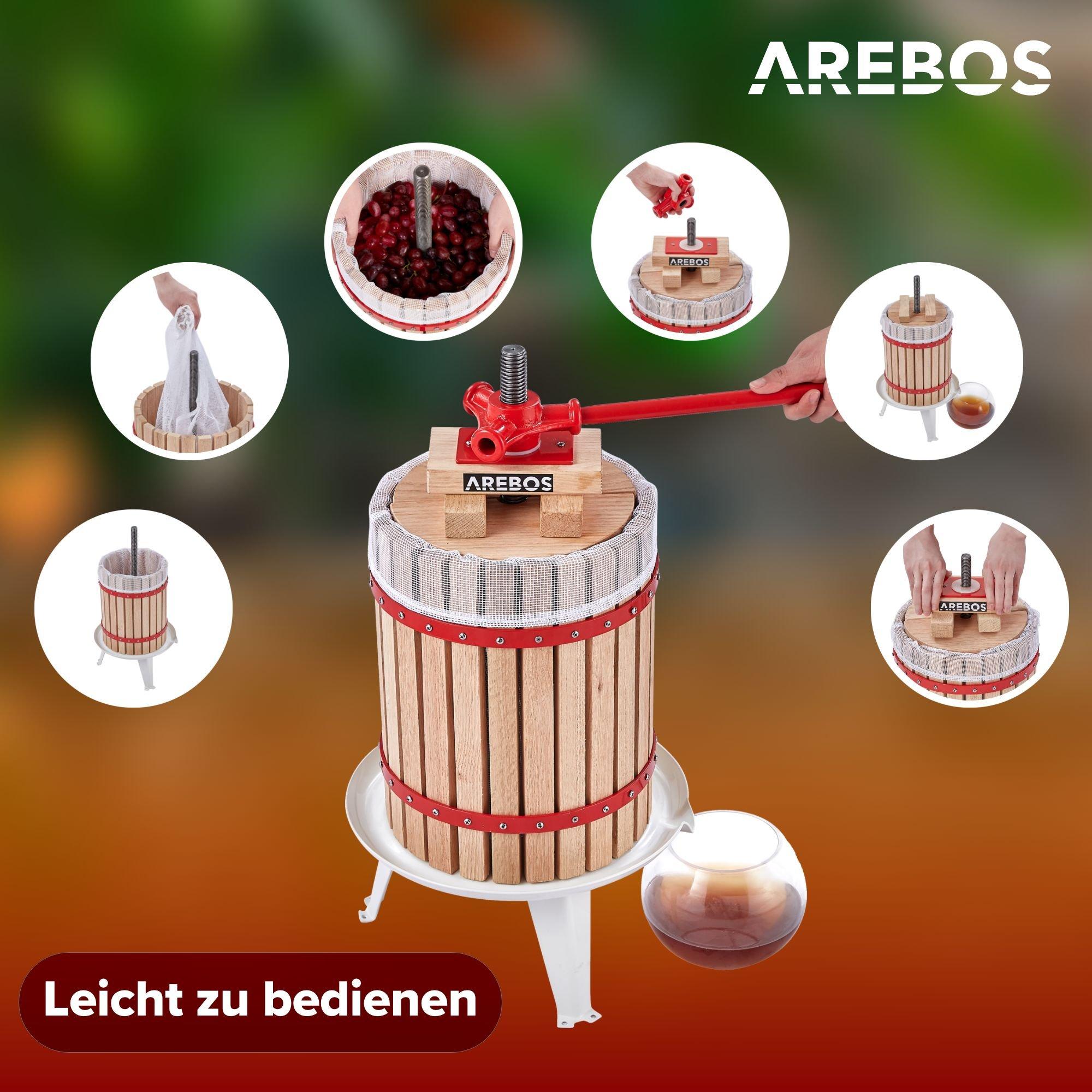 Arebos  Obstpresse 18L Maischepresse Weinpresse Apfelpresse Fruchtpresse 