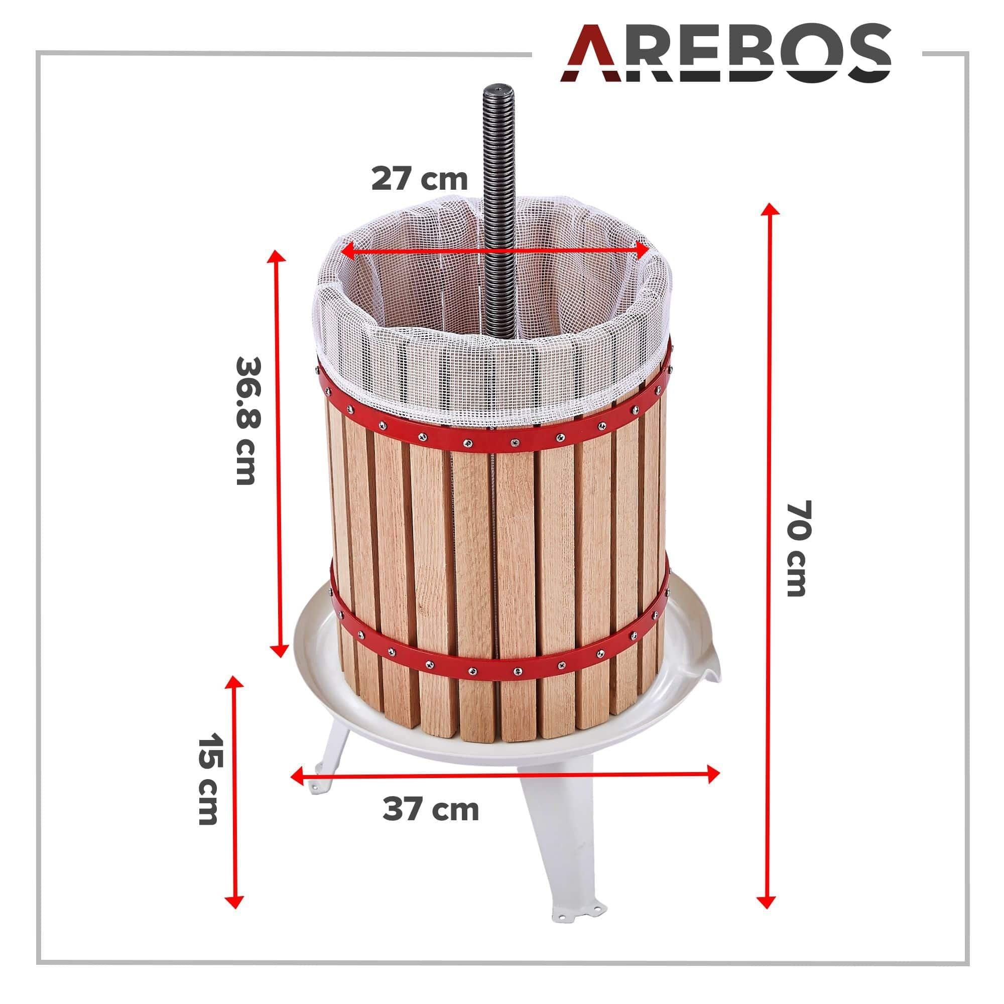 Arebos  Obstpresse 18L Maischepresse Weinpresse Apfelpresse Fruchtpresse 