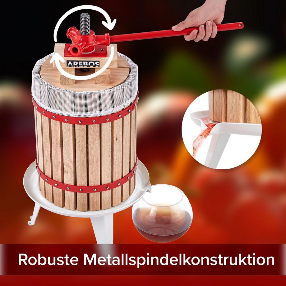 Arebos  Obstpresse 18L Maischepresse Weinpresse Apfelpresse Fruchtpresse 
