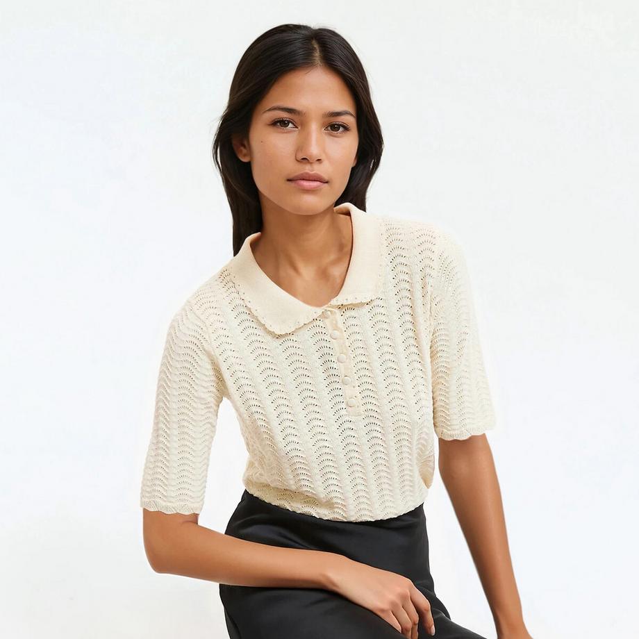 Pull col polo en coton